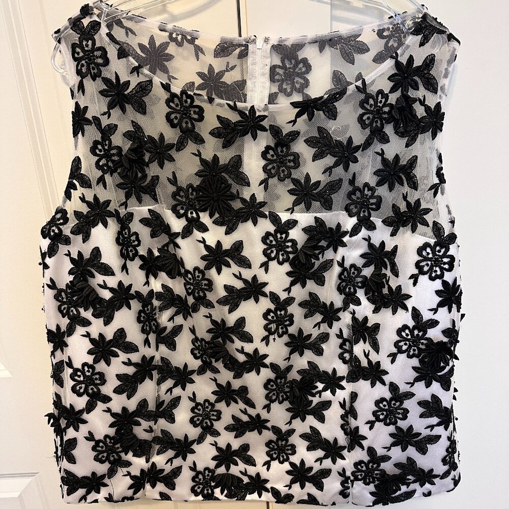 Sleeveless White and Black Victoria Roye Formal Top